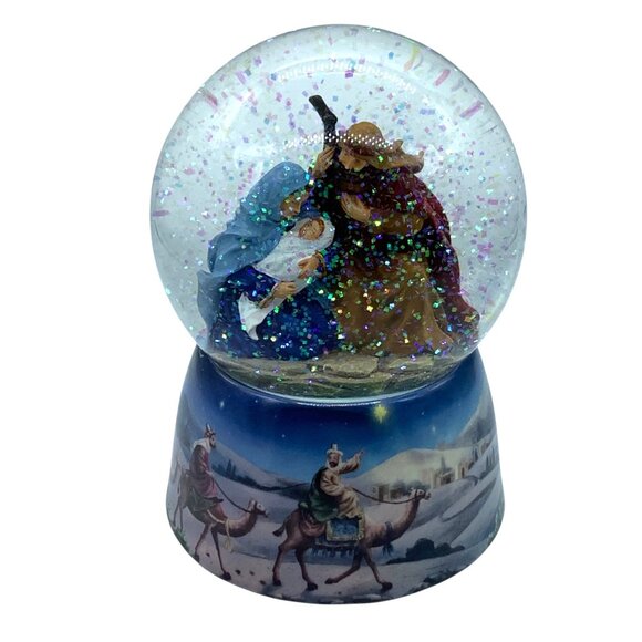 Nativity Scene Musical Snow Globe Silent Night Tune By Roman Christmas Decor - Picture 1 of 7